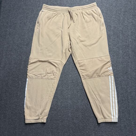 Adidas Parley Jogger Track Pants Mens 2XL XXL Beige White Striped Organic Cotton - Picture 1 of 9